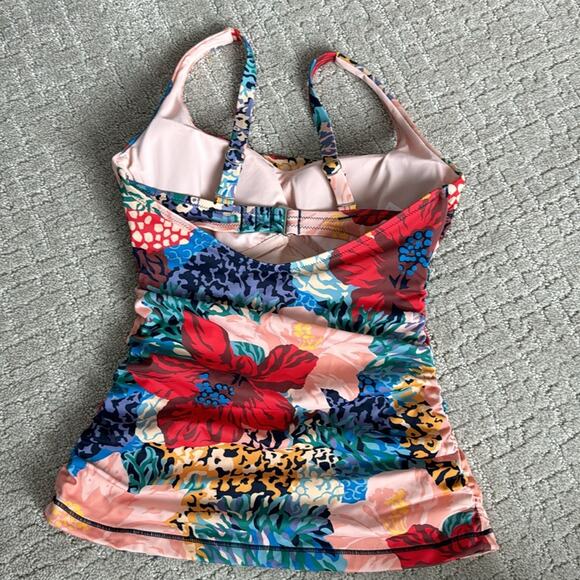 Athleta square neck bra cup Bora bora print bikini tankini top floral underwire - Picture 4 of 6